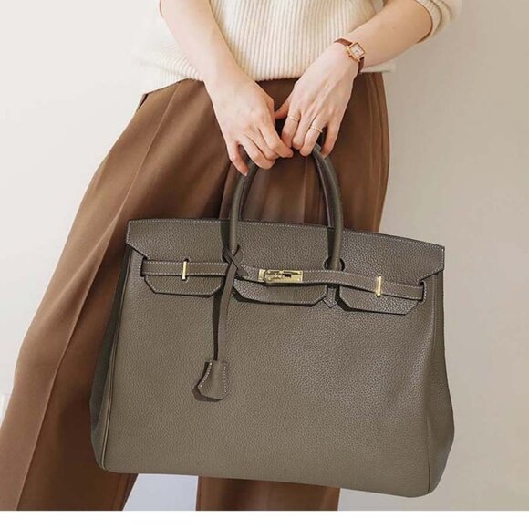 Taupe genuine leather wirkin - Picture 2 of 8